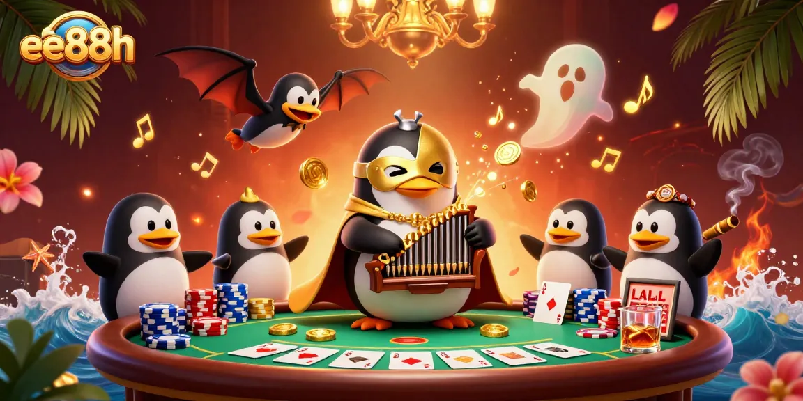 Experience thrilling gameplay at ee88h with a vibrant casino scene filled with gold coins and poker elements.