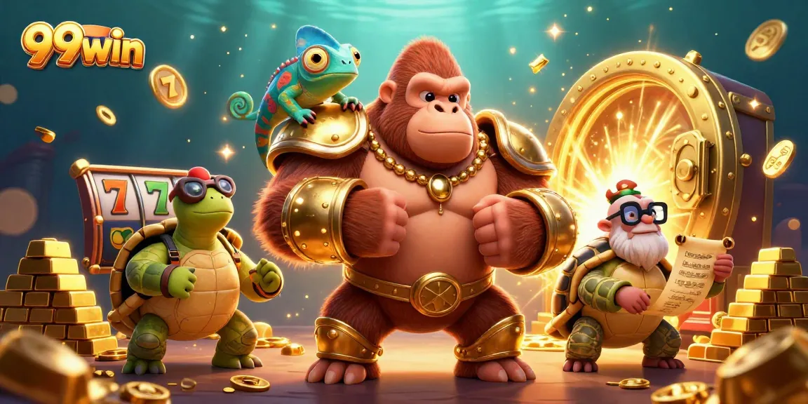 Unleash thrilling jackpots and winning strategies with the vibrant 99win casino illustration featuring engaging characters.
