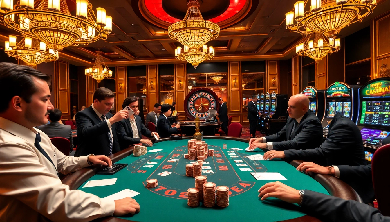 The excitement of betting on poker at https://nk88top.com/ with players and vibrant casino elements.