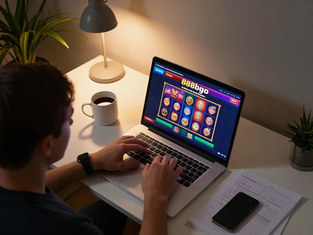Engaging user enjoying online gaming at 888bgo casino, showcasing a vibrant gambling interface