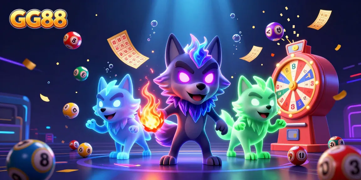 Engage with GG88 as glowing spectral wolves summon luck through lottery and gaming elements.