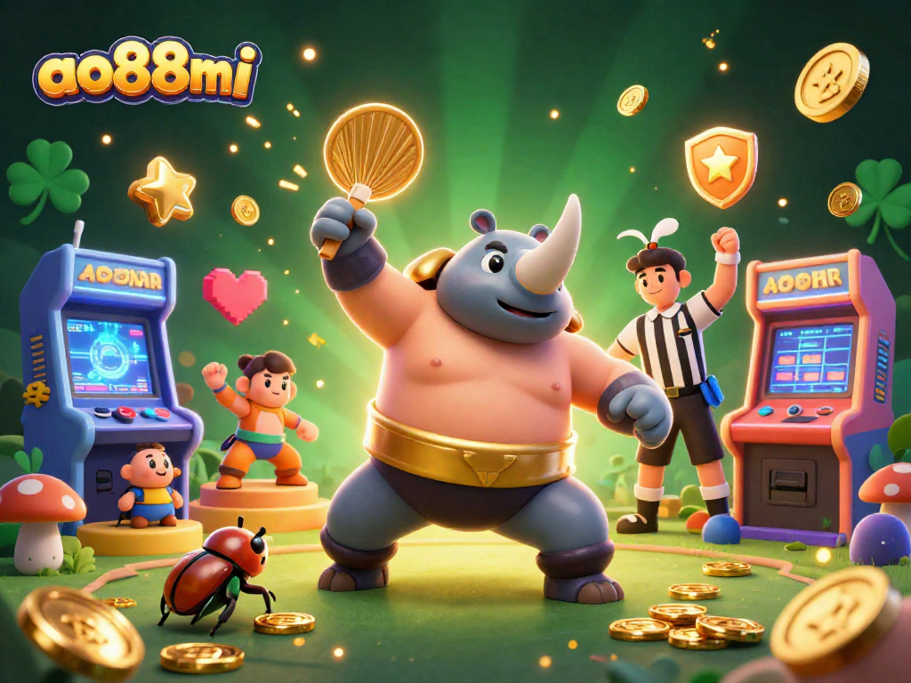 Master a thrilling gambling experience at ao88mi with a vibrant 3D illustration of a beetle champion in action!