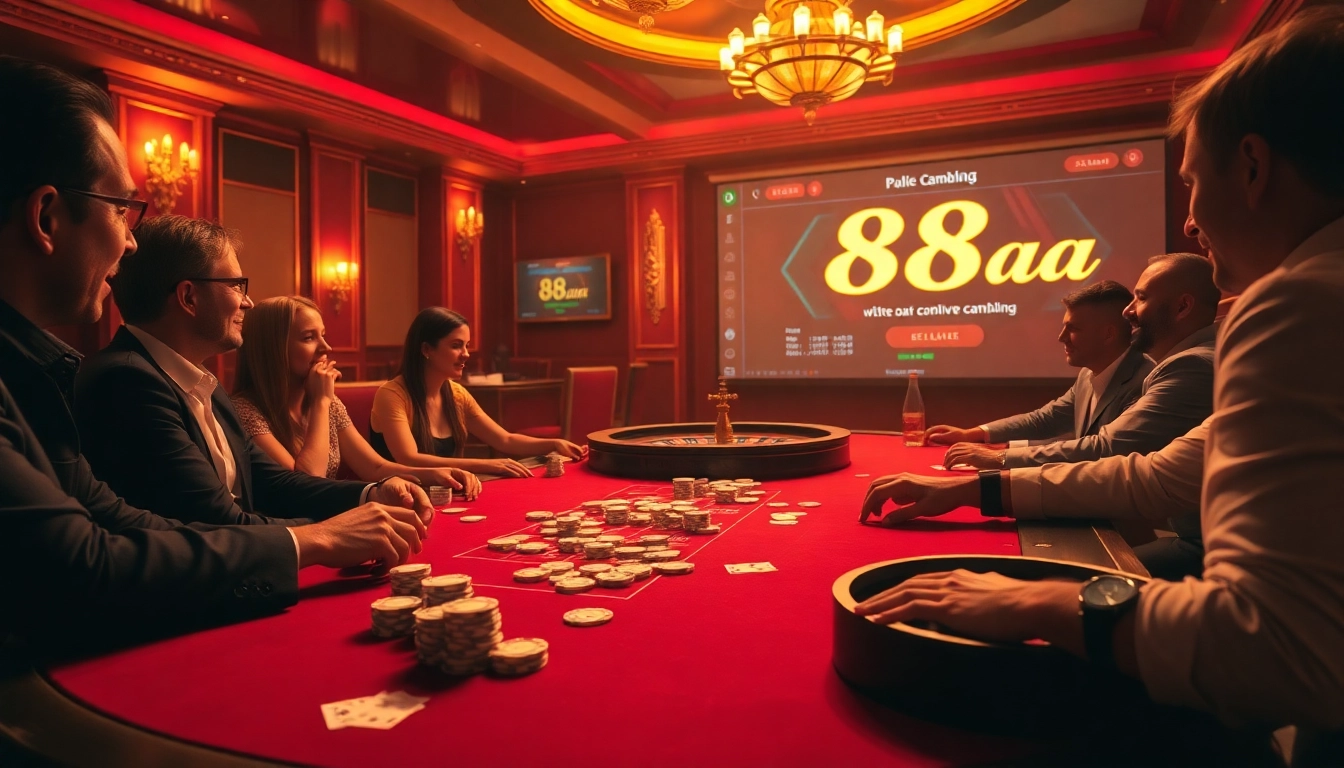 Exciting casino poker action with '88aa' prominently featured on the screen.
