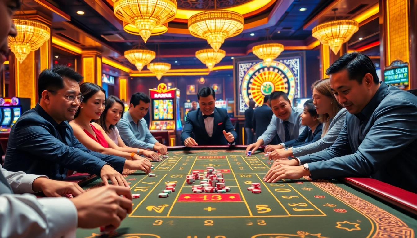 Tài xỉu MD5 gaming table bustling with players enjoying the excitement of their bets.