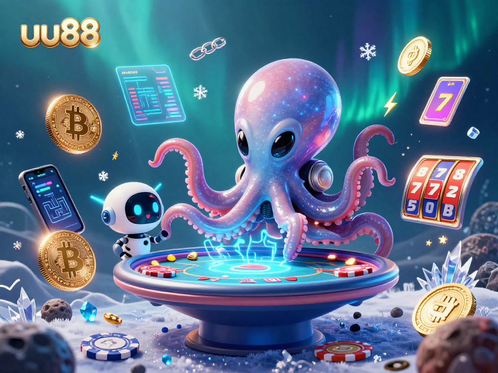 Engage with uu88 at a vibrant space-themed casino featuring a galactic poker game.