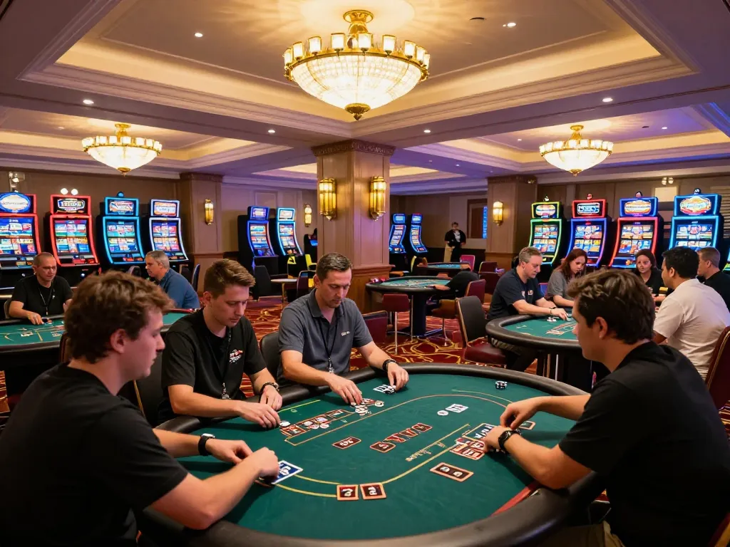 Players engage in intense poker games at a vibrant casino, showcasing the thrilling atmosphere of https://mm88.se.net/ with strategic gameplay.
