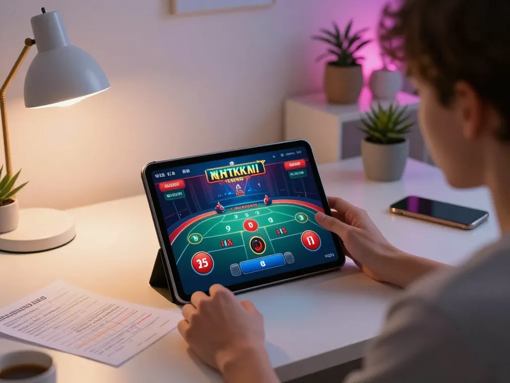 Engaging online gaming with fly88mx tablet interface showcasing a live dealer game.