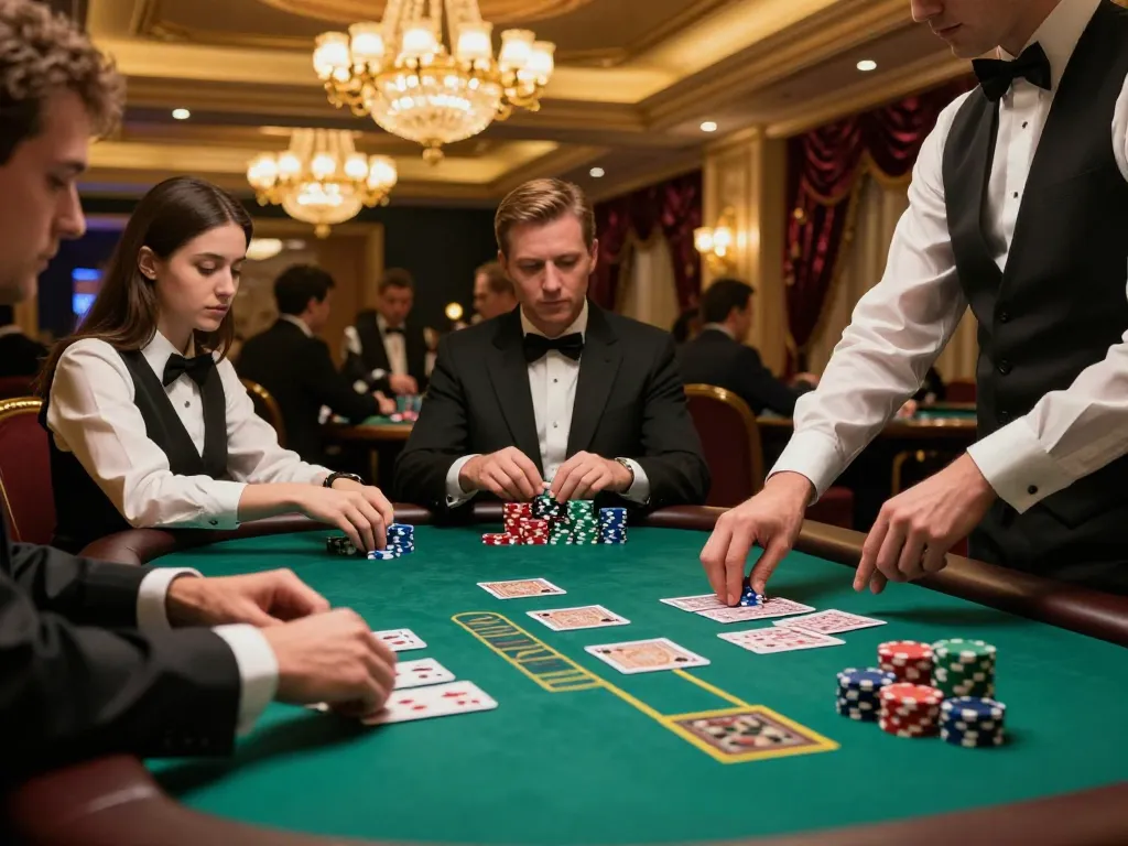 Experience thrilling blackjack action at KING79 casino with intense gameplay and colorful chips.