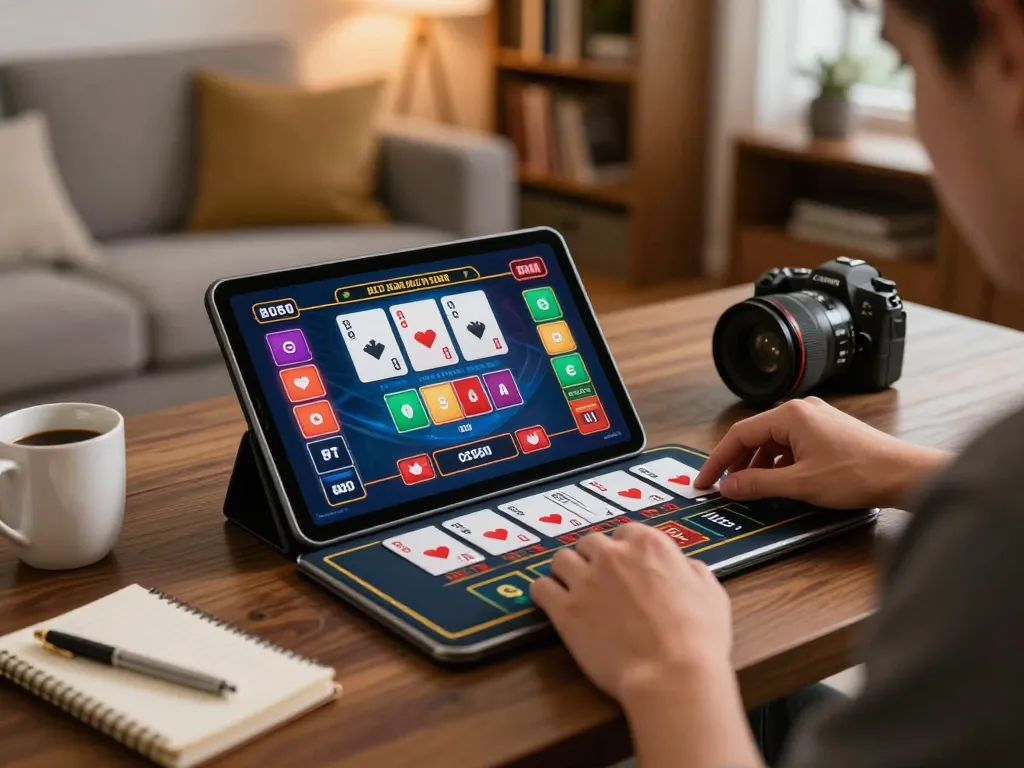 Player enjoying an immersive kkwin online gaming experience with live dealer casino on tablet.