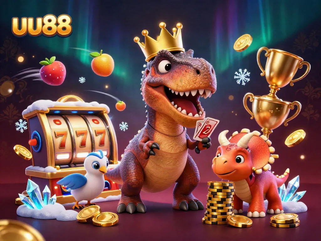Experience thrilling gameplay at uu88 with vibrant 3D casino characters shuffling cards and stacking chips.