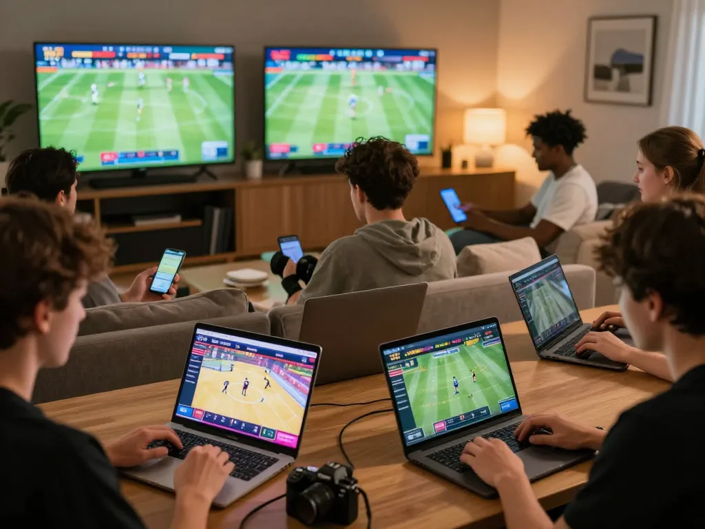 nhandinhkeonhacai engaging in strategic online sports betting with multiple screens showing live games.
