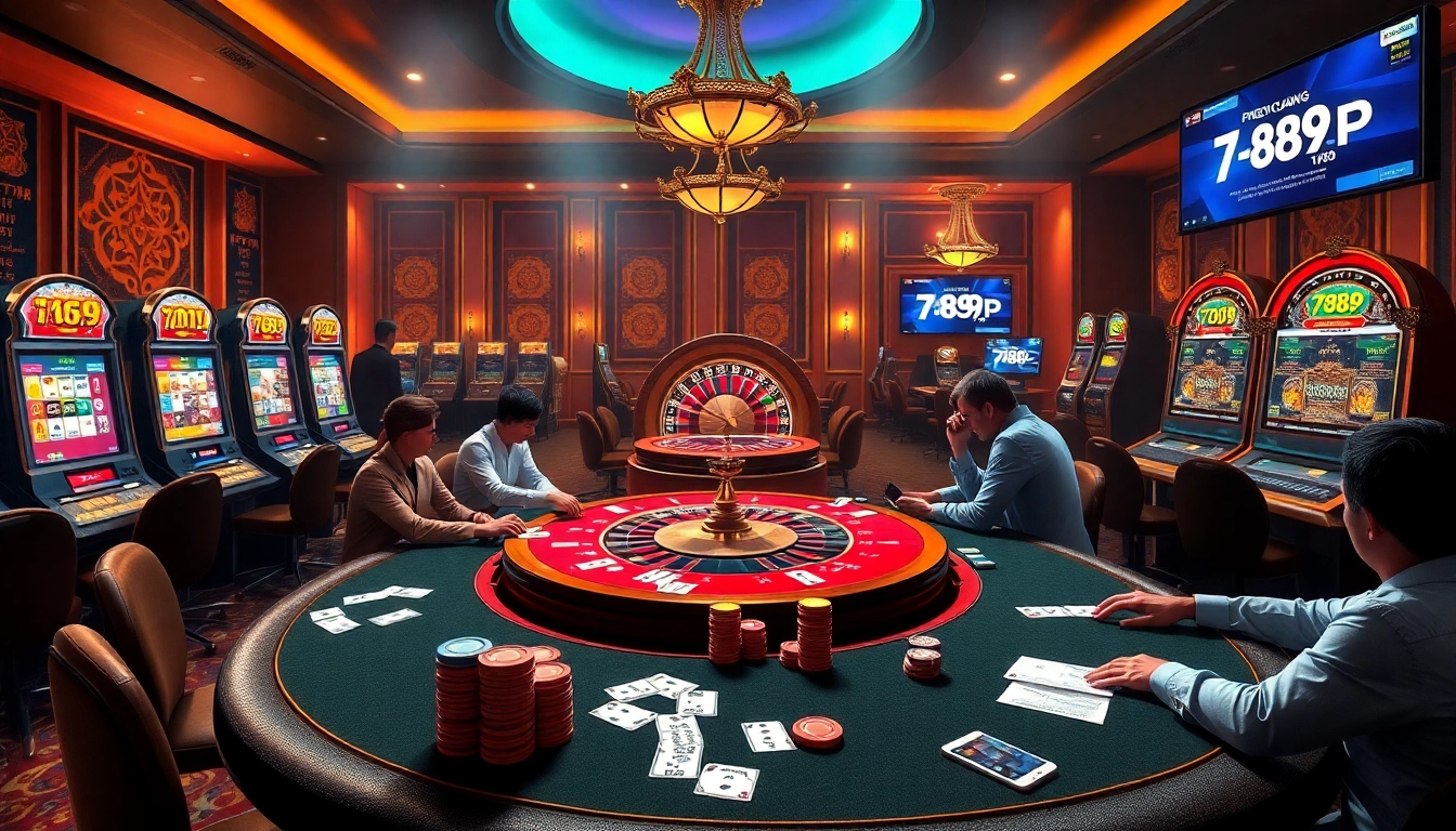 Experience the thrill of gambling with 789P at a luxurious casino table featuring vibrant action.