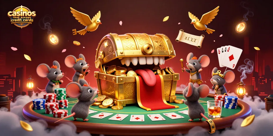 Experience thrilling gameplay at casinos that accept credit cards with cartoon mice and rich treasure elements.