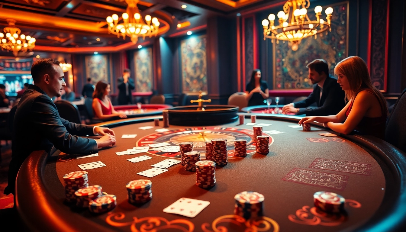 Exciting poker action at a premium casino scene featuring 68 game bài elements