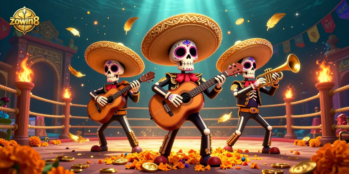 Join the zouwin8 mariachi band in a spectacular casino-themed atmosphere filled with vibrant gambling action.