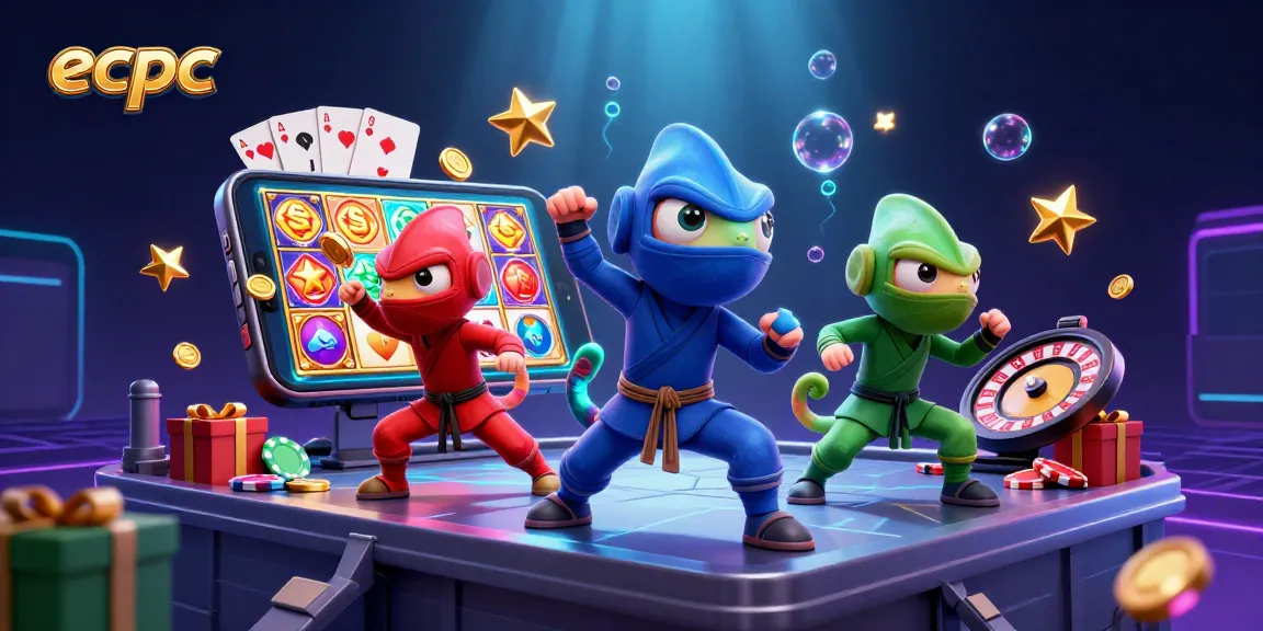 Experience thrilling gameplay at ecpc with ninja chameleons mastering slot games and casino elements.