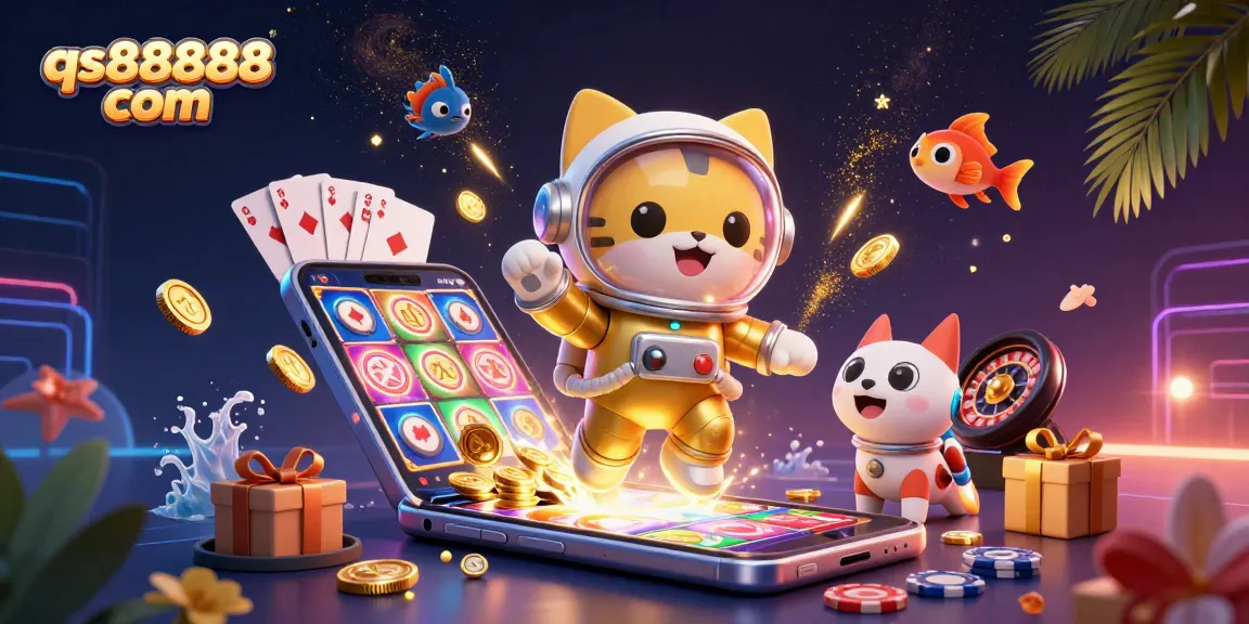 Spin to win with qs888888 com in a vibrant 3D casino adventure featuring immersive gaming elements and dynamic characters.