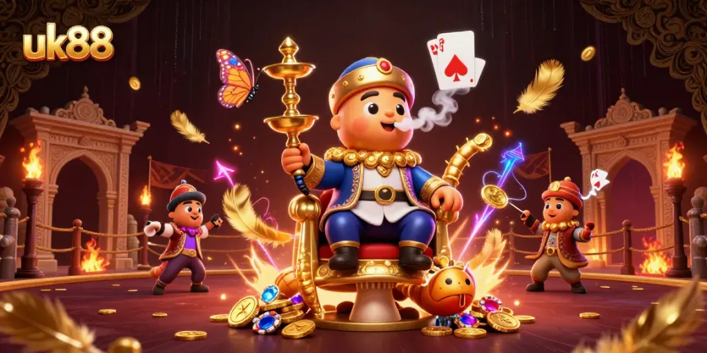 Experience thrilling gameplay at uk88 with an enchanting 3D depiction of a vibrant casino scene.