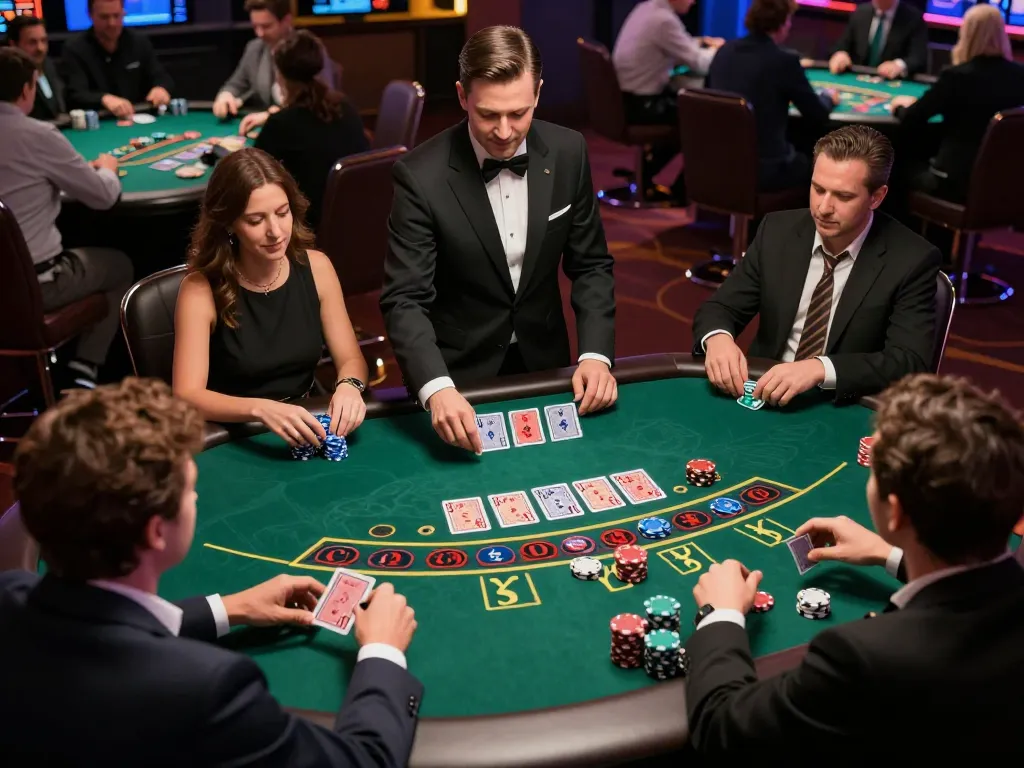 Players engaging in strategic gameplay at the 3win blackjack table, showcasing skillful betting and decision-making.