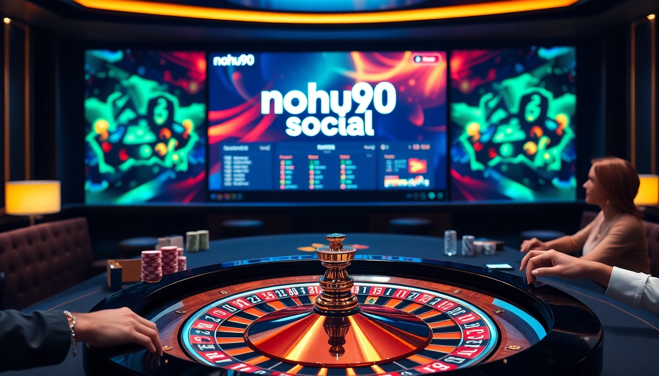 Nohu90 social - Players engaging in an exciting roulette game at a luxurious casino.