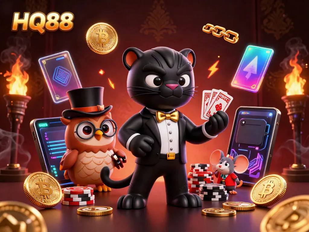 HQ88 showcases a stylish panther dealer with gaming elements, exuding excitement and casino flair.