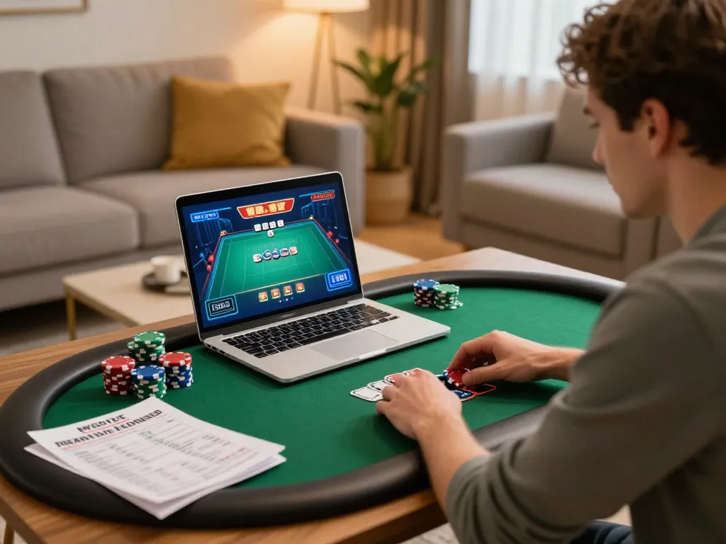 Engaging online poker action on Trang chủ Vivu88 with strategic gameplay in a cozy setting.