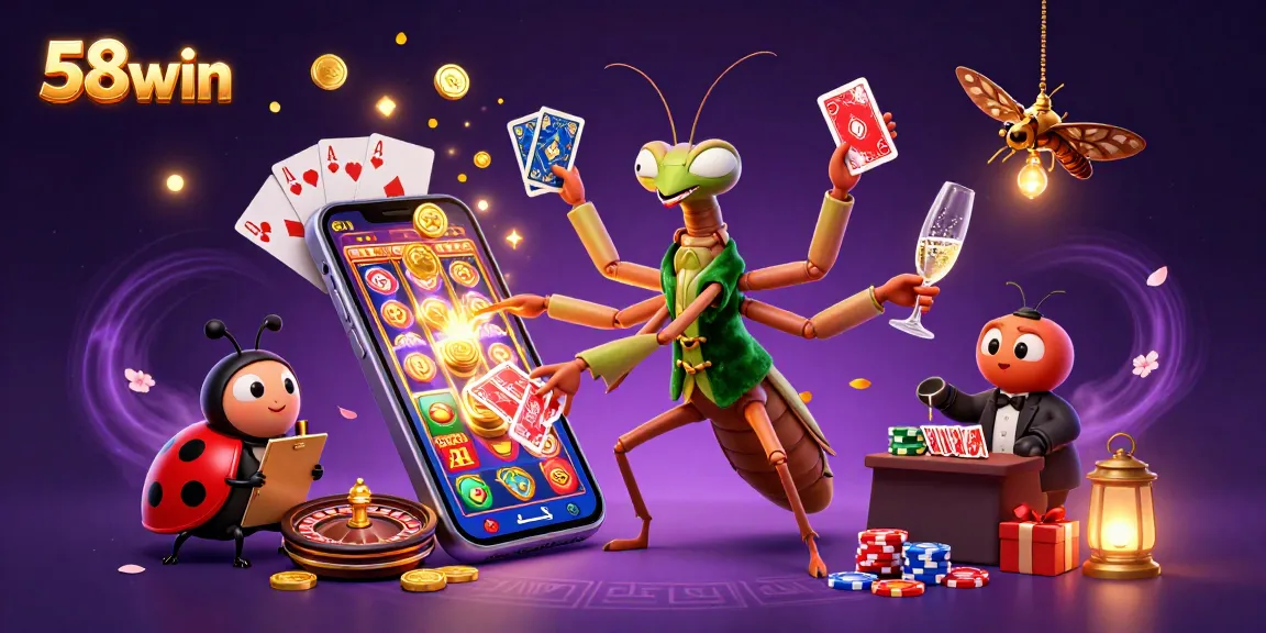 Engage with 58win's vibrant casino scene featuring animated characters and thrilling gameplay elements.