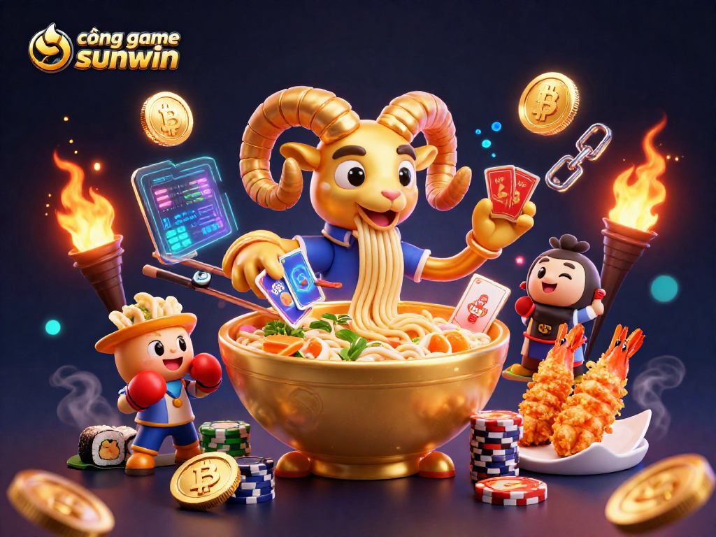 Engage with cổng game sunwin in a vibrant 3D casino world featuring unique characters and crypto elements.