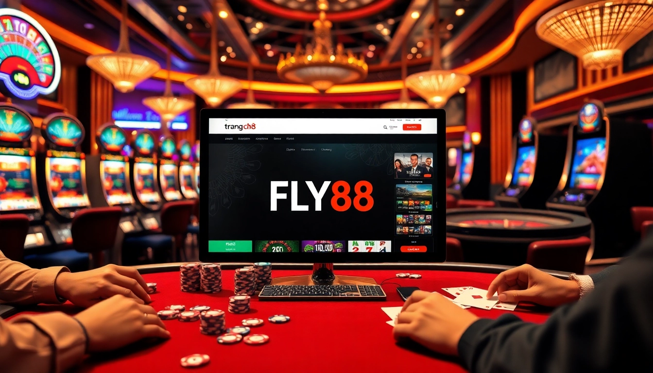 Exciting gameplay at trang chủ FLY88 featuring poker chips and a roulette wheel.