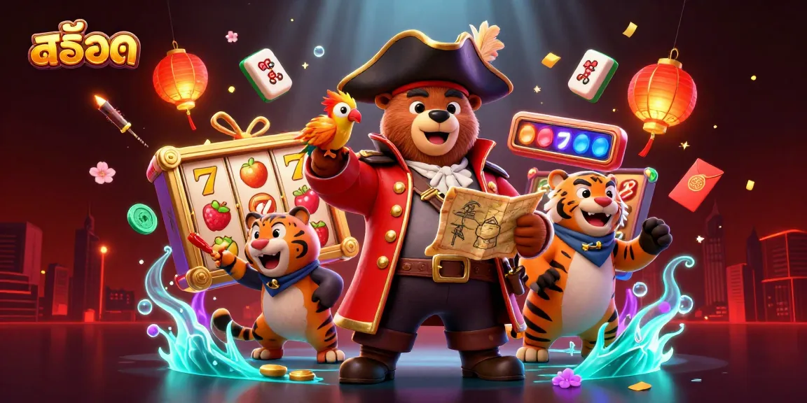 Engage in thrilling สล็อต gameplay with a vibrant scene showcasing colorful slot reels among dynamic cartoon characters.