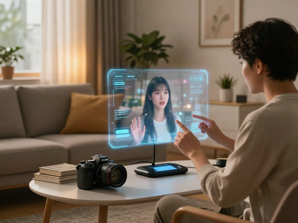 Engaging with an AI girlfriend in a modern digital home environment