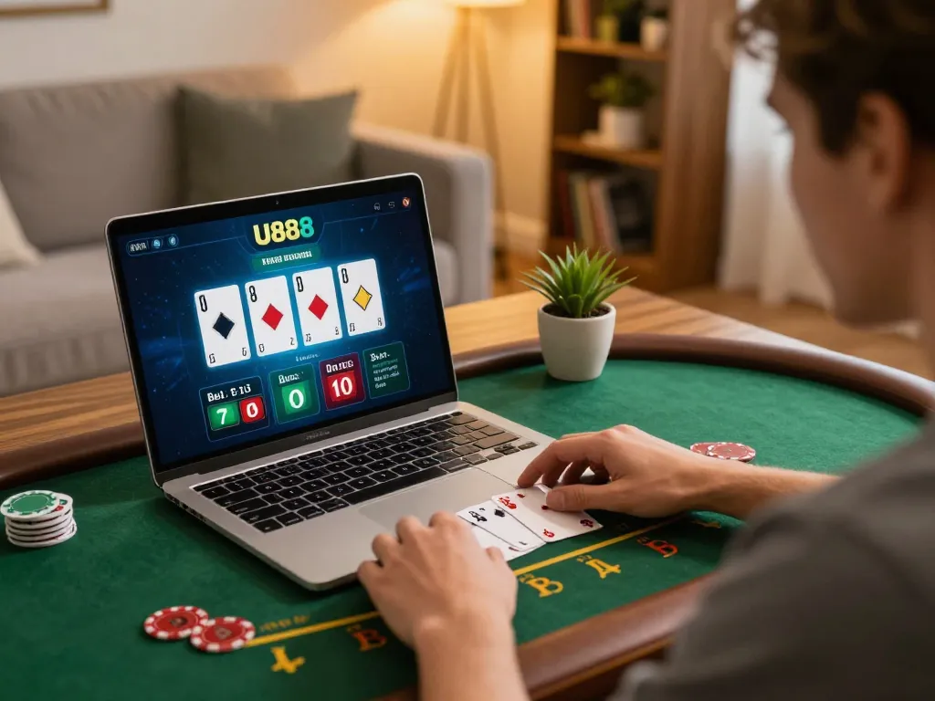 Playing online blackjack on U888 with comfortable home setup