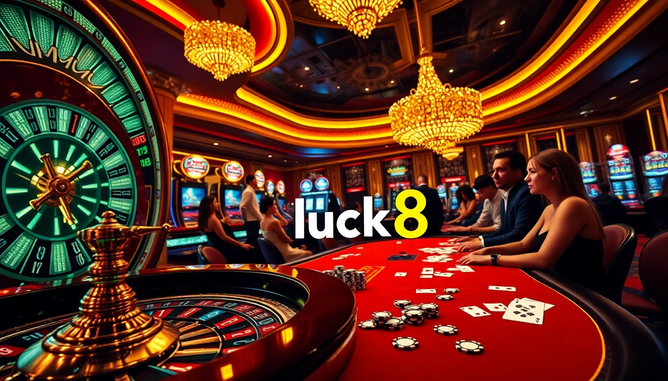 Experience the thrill of luck8 with players engaged in exciting casino games.