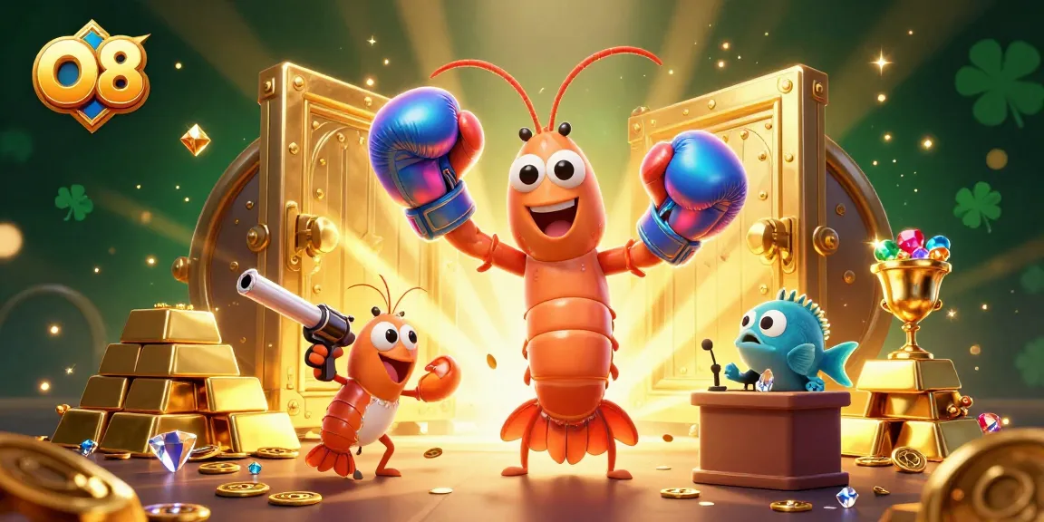 Engage in exhilarating gameplay at O8 with vibrant casino-themed 3D illustration featuring dynamic characters.