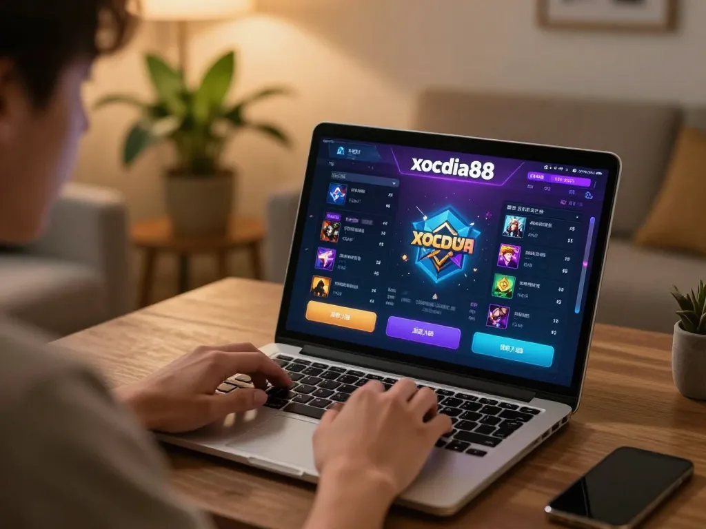 xocdia88 user engages in online gaming from home, showcasing interactive betting options