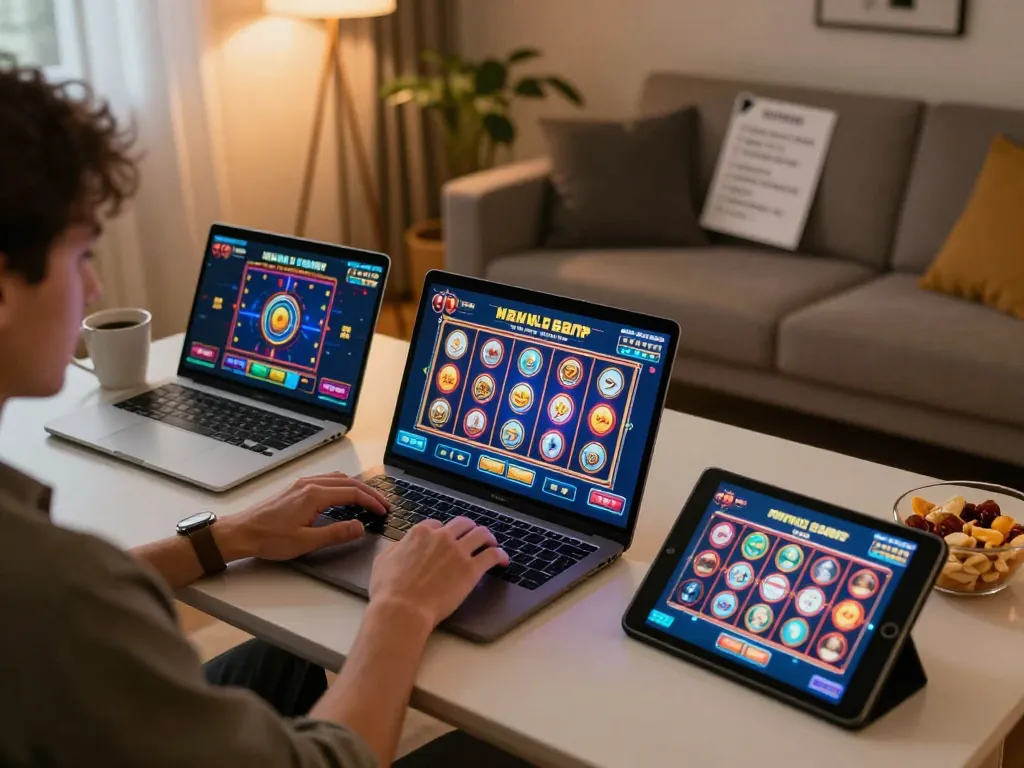 Experience 78 win by engaging online slots in a cozy home gaming setup