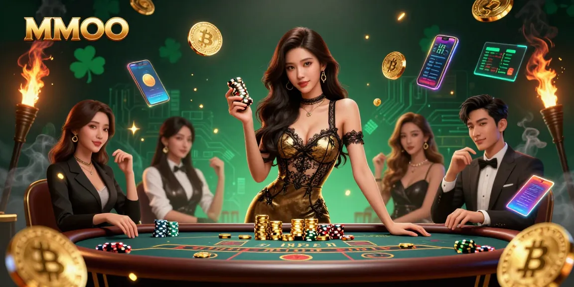 Experience high-stakes excitement at MMOO with glamorous casino action and vibrant betting elements.