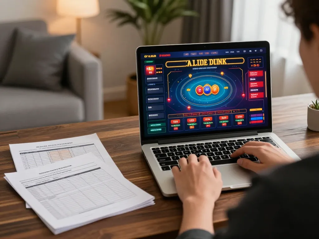 Engaging online gaming scene on Trang chủ lu88 with laptop showing casino games.