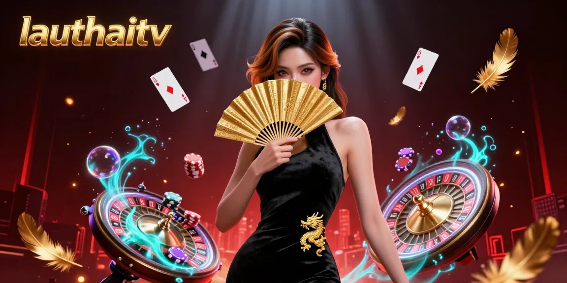 Engage with lauthaitv through vibrant casino action showcasing poker elements and a glamorous atmosphere.