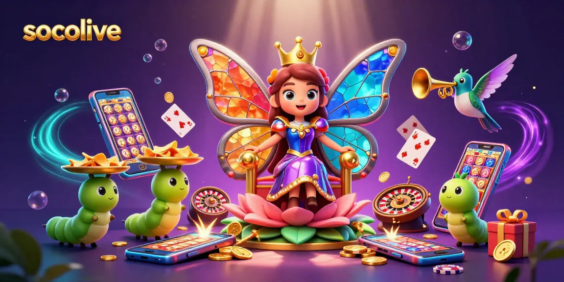 Socolive enhances the gaming experience with vibrant scenes of casino elements and characters.