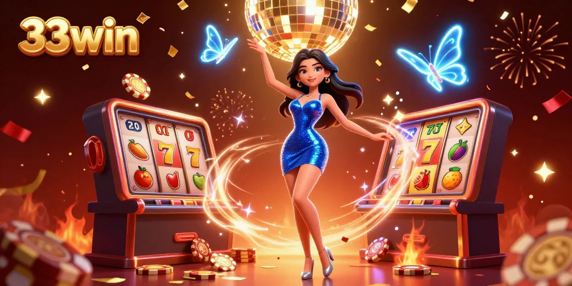 Win big at 33win with alluring online casino visuals featuring vibrant characters and slot game elements.