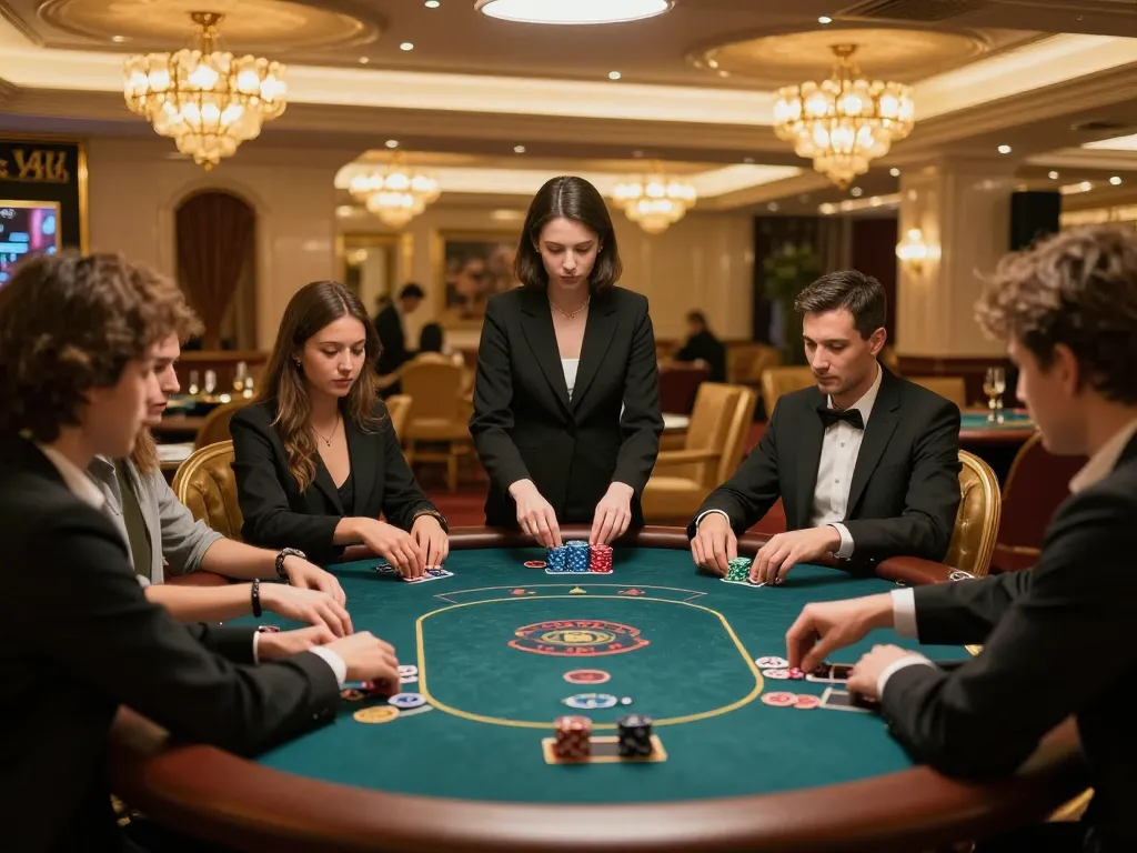 Players enjoying a high-stakes poker game in the U888 VIP casino area