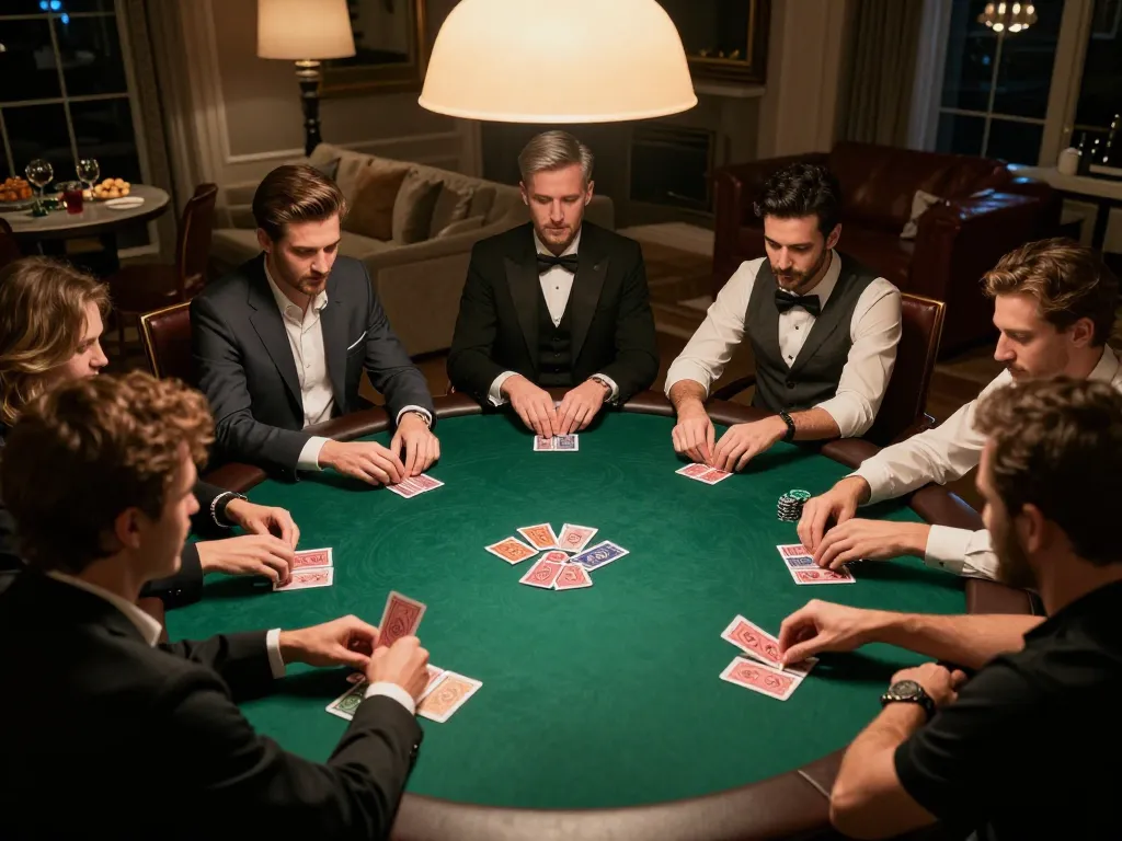 92slot players engage in a thrilling poker game, showcasing strategic gameplay at home