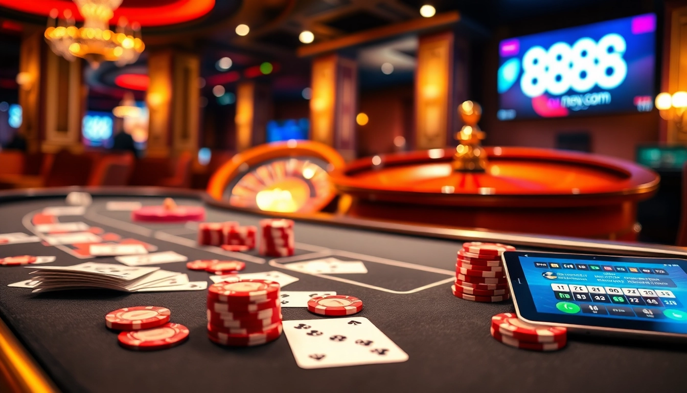 Experience the thrill of winning at 888new com with blackjack and roulette in a luxurious casino setting.