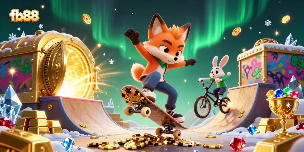 Experience action-packed gameplay at fb88 with vibrant casino-themed characters and treasures.