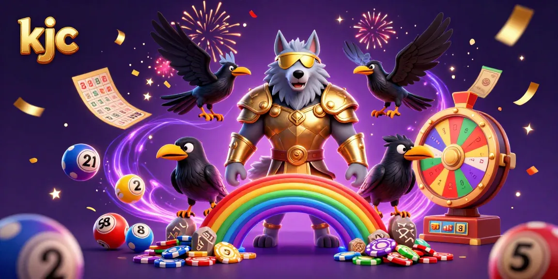 Experience exhilarating luck with kjc as colorful lottery balls and vibrant casino elements fill the scene.