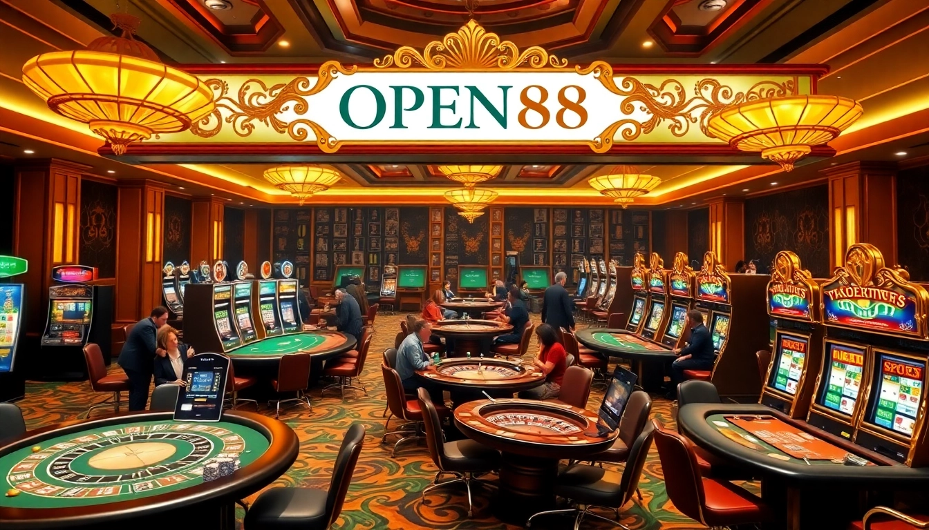 Experience the excitement of gambling with OPEN88 at a luxurious casino.