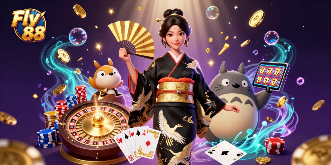 Engage in thrilling casino excitement with Fly 88, featuring a dynamic scene of enticing game elements.