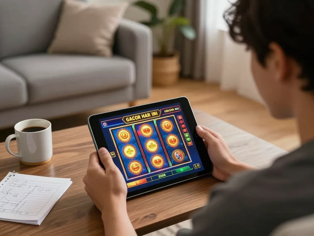 Rasakan slot gacor hari ini dengan permainan online yang menarik di tablet di ruang tamu yang nyaman.