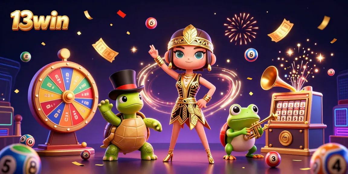Experience thrilling gameplay at 13win with vibrant lottery balls, confetti, and dynamic casino elements.